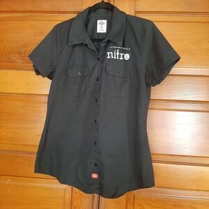Dickies Limited Left Hand Nitro Brewing Co Beer Black Button Shirt Women Medium